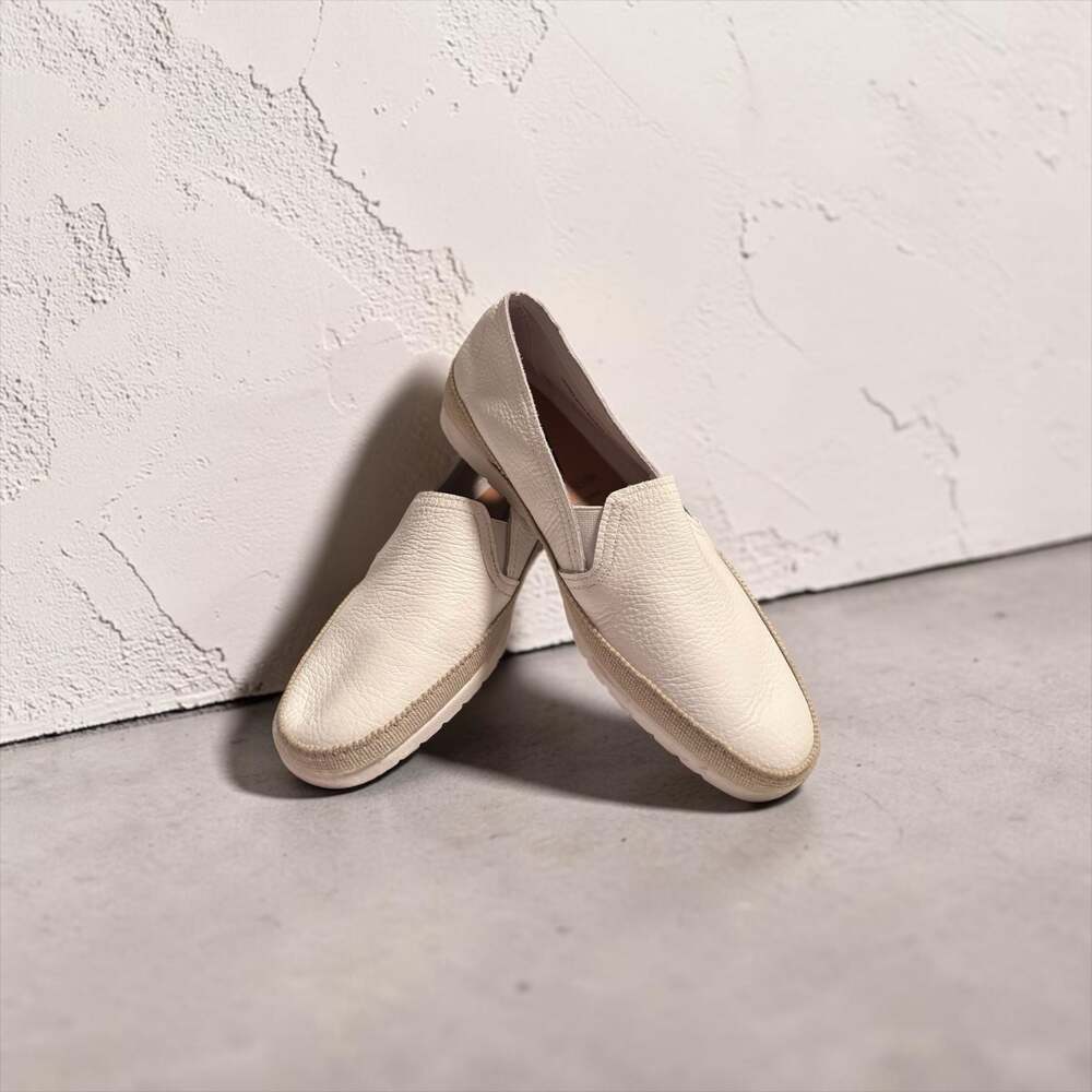Verbena “Nuria” White leather slip-on sneakers, made in Spain